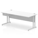 Impulse Cantilever Straight Desk With Single One Drawer Fixed Pedestal - White