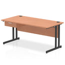 Impulse Cantilever Straight Desk With Single One Drawer Fixed Pedestal - Beech