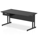 Impulse Cantilever Straight Desk With Single One Drawer Fixed Pedestal - Black