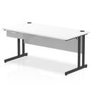 Impulse Cantilever Straight Desk With Single One Drawer Fixed Pedestal - White