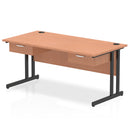 Impulse Cantilever Straight Desk With Two One Drawer Fixed Pedestals - Beech