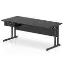 Impulse Cantilever Straight Desk With Single One Drawer Fixed Pedestal - Black