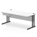 Impulse Cantilever Straight Desk With Single One Drawer Fixed Pedestal - White