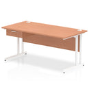 Impulse Cantilever Straight Desk With Single One Drawer Fixed Pedestal - Beech