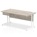 Impulse Cantilever Straight Desk With Single One Drawer Fixed Pedestal - Grey Oak