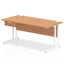 Impulse Cantilever Straight Desk With Single One Drawer Fixed Pedestal - Oak