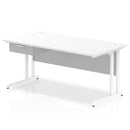 Impulse Cantilever Straight Desk With Single One Drawer Fixed Pedestal - White