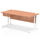 Impulse Cantilever Straight Desk With Two One Drawer Fixed Pedestals - Beech