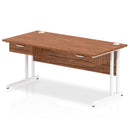Impulse Cantilever Straight Desk With Two One Drawer Fixed Pedestals - Walnut