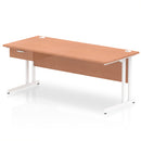 Impulse Cantilever Straight Desk With Single One Drawer Fixed Pedestal - Beech