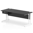 Impulse Cantilever Straight Desk With Single One Drawer Fixed Pedestal - Black