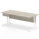 Impulse Cantilever Straight Desk With Single One Drawer Fixed Pedestal - Grey Oak