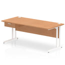 Impulse Cantilever Straight Desk With Single One Drawer Fixed Pedestal - Oak