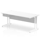 Impulse Cantilever Straight Desk With Single One Drawer Fixed Pedestal - White