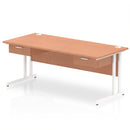 Impulse Cantilever Straight Desk With Two One Drawer Fixed Pedestals - Beech