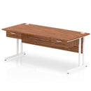 Impulse Cantilever Straight Desk With Two One Drawer Fixed Pedestals - Walnut