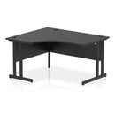Black Impulse Crescent Desk with cantilever legs by Dynamic, showcasing a modern workspace table with sleek black finish.