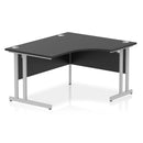 Black Impulse Crescent desk with cantilever legs by Dynamic, showing sleek modern design and sturdy black metal frame.