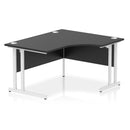 Black Impulse Crescent Desk with cantilever legs by Dynamic, showcasing its sleek modern design and sturdy construction.