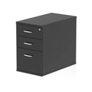 Black Impulse 800mm deep desk high pedestal by Dynamic with multiple drawers and sturdy construction.