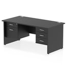 Impulse 1600mm Panel End Straight Desk With Two Fixed Pedestals - Black