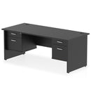 Impulse 1800mm Panel End Straight Desk With Two Fixed Pedestals - Black
