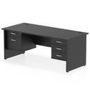 Impulse 1800mm Panel End Straight Desk With Two Fixed Pedestals - Black