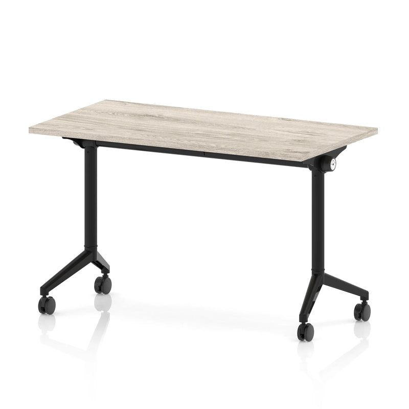 Impulse Plus Slimline Flip Top Rectangular Table - Grey Oak - NWOF