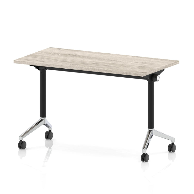 Impulse Plus Slimline Flip Top Rectangular Table - Grey Oak - NWOF