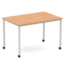 Impulse Straight Table Box Frame Leg With Castors - Oak