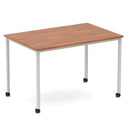 Impulse Straight Table Box Frame Leg With Castors - Walnut