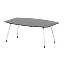 Black high gloss Volta writable boardroom table with pop-up power module by Dynamic, showcasing a sleek, modern conference table.