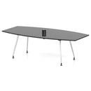 Black high gloss Volta writable boardroom table by Dynamic with pop-up power module, modern office furniture with sleek finish.