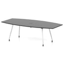 Black high gloss Volta writable boardroom table by Dynamic with pop-up power module and sleek modern design.