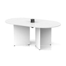 White Impulse Volta boardroom table with arrowhead leg and pop-up power module by Dynamic, showing a sleek, modern conference table.