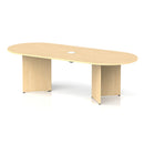 Impulse Volta boardroom table with arrowhead maple legs and built-in pop-up power module by Dynamic, showing sleek, modern conference table design.