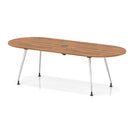 Dynamic Impulse Volta boardroom table with walnut surface, silver leg frame, and built-in pop-up power module.