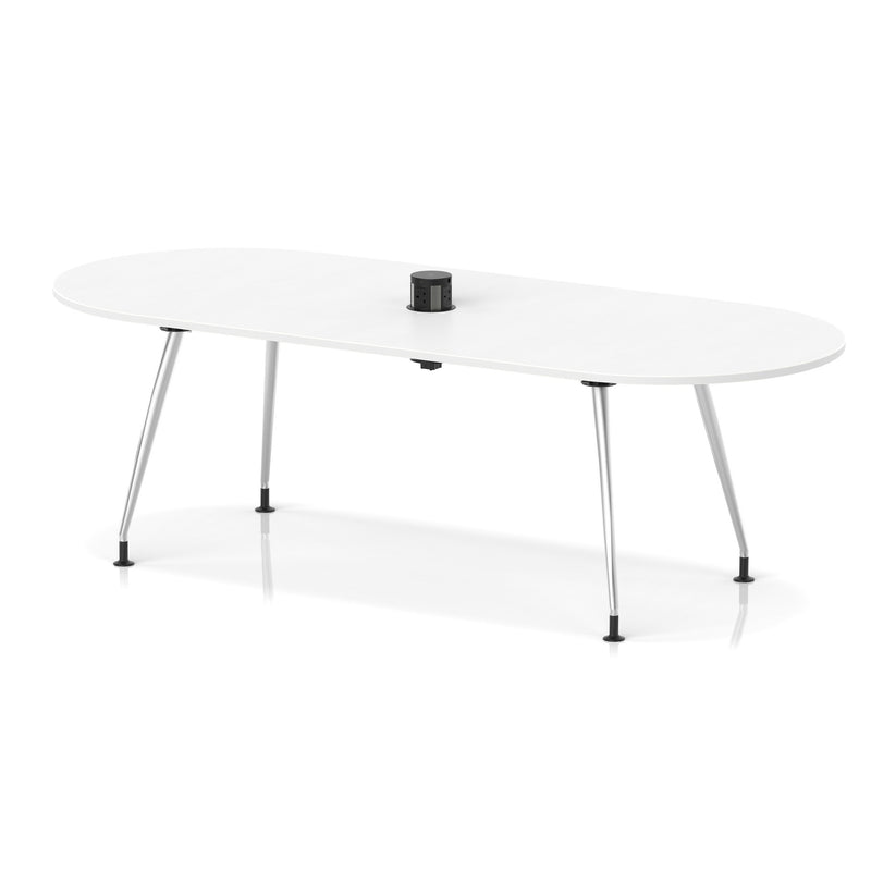 Round Power Module Table Impulse Volta Boardroom Table With Pop-up Power Module With Silver Leg ...