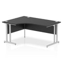 Black Impulse Crescent Desk with cantilever legs by Dynamic, showing sleek modern design and sturdy black metal frame.