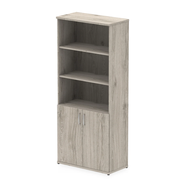 Impulse Open Shelves Cupboard - Grey Oak - NWOF