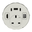 Dynamic Volta Round Power Unit Module with 1 socket, 80mm diameter, sleek design for wall installation.