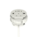 Dynamic Volta Round Power Unit Module with a single socket, 80mm diameter, compact and modern design for electrical installation.