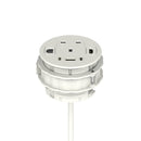 Dynamic Volta round power unit module with a single socket, 80mm diameter, designed for easy installation and reliable power access.