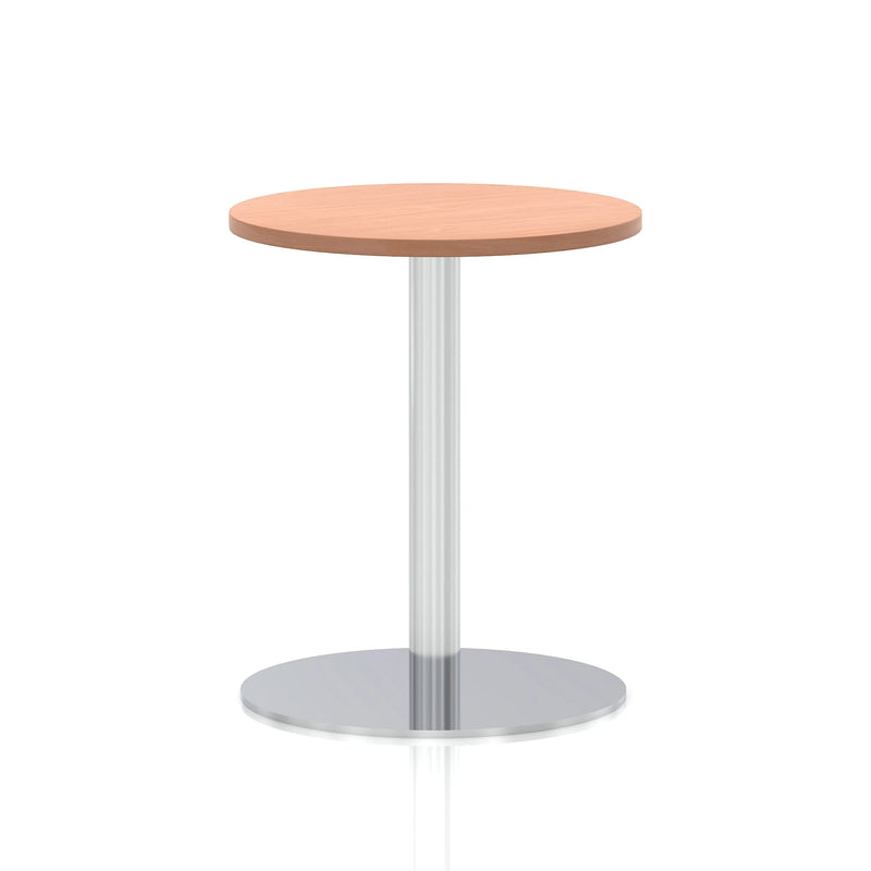 Italia Round Poseur Table Silver Leg - Beech