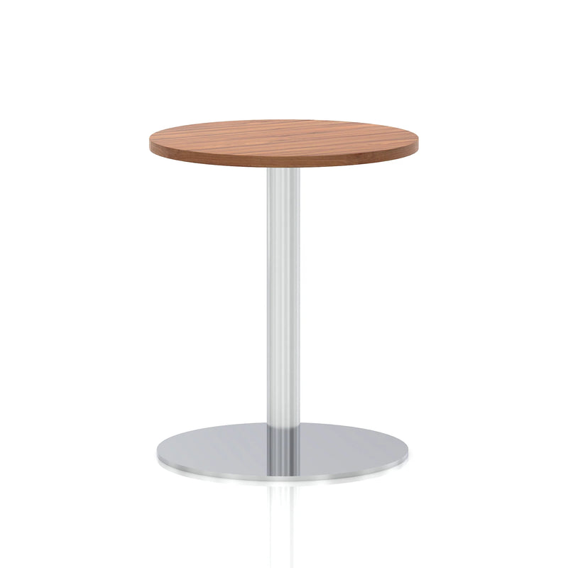 Italia Round Poseur Table Silver Leg - Walnut