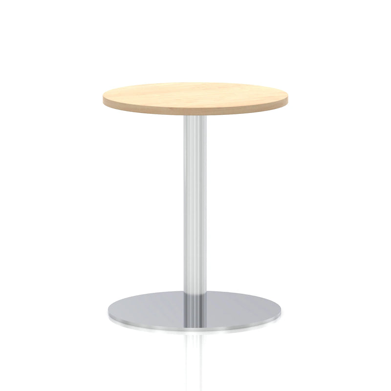 Italia Round Poseur Table Silver Leg - Maple