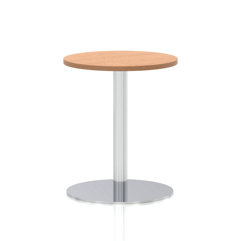 Italia Round Poseur Table Silver Leg - Oak