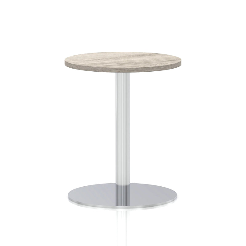 Italia Round Poseur Table Silver Leg - Grey Oak