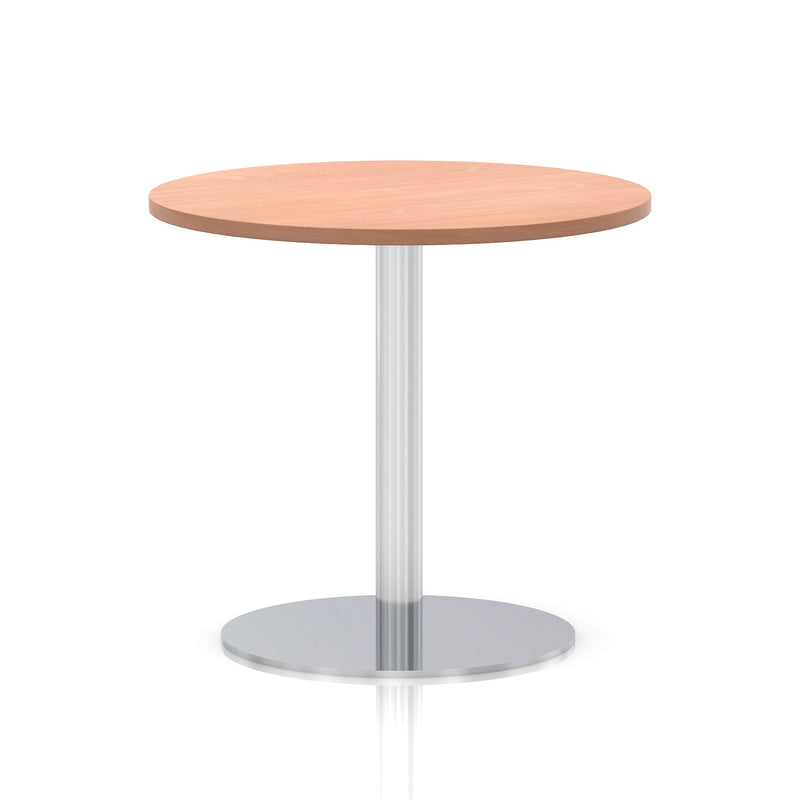 Italia Round Poseur Table Silver Leg - Beech