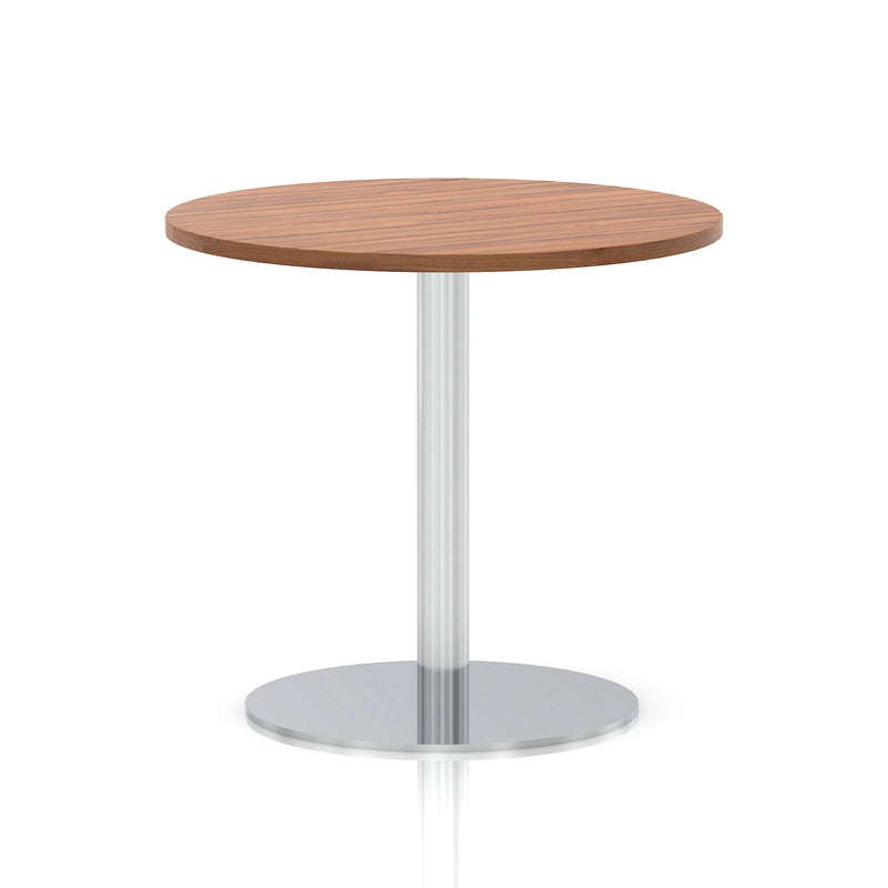 Italia Round Poseur Table Silver Leg - Walnut